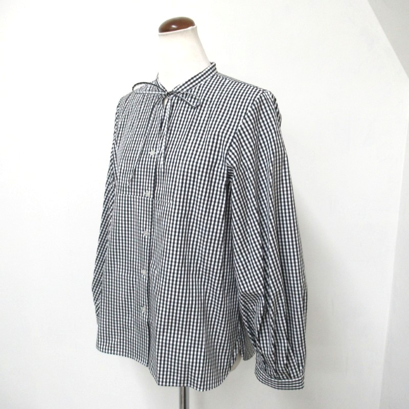 J.Sloane  ギンガムリボンブラウス /BK2 【日本製】